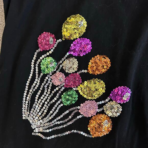 Vintage Sequin Graphic Tee 80s Party Balloon Theme One Size - Picture 4 of 6